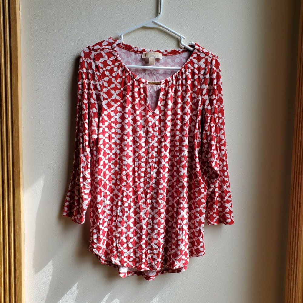 MICHAEL Michael Kors Red & White Geometric Print Jersey Size Small - Picture 10 of 16